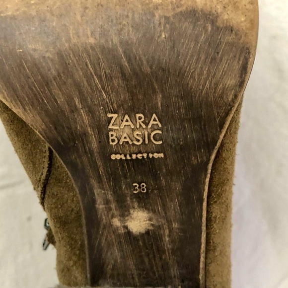 Zara Woman Leather Suede Camel Over Knee Thigh High Fold Heel Boho Boots 38/8 - Picture 2 of 8